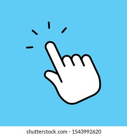 Hand click vector icon, clicking pointer.