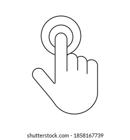 Hand click vector icon. Clicking finger pointer outline symbol isolated