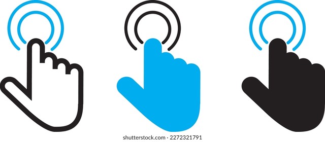 Hand click vector icon. Clicking pointer