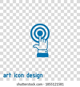 hacer clic con la mano en el icono vector en un fondo abstracto
