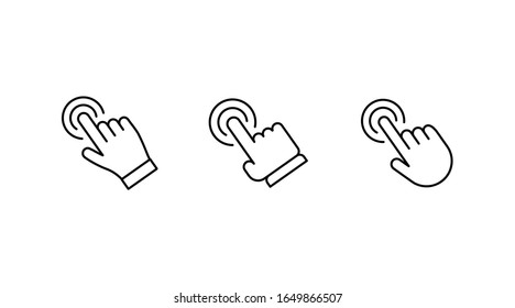 Hand click vector icon. Set of clicking pointers. 
