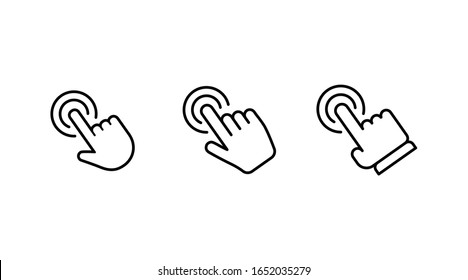 Hand click vector icon. Set of clicking pointers. 