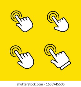 Hand click vector icon. Set of clicking pointers. 