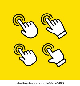 Hand Click Vector Icon. Set Of Clicking Pointers. 