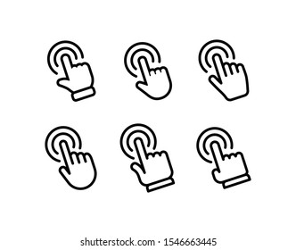 Hand click vector icons. Clicking hands pointer collection.