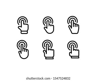 Hand click vector icons. Clicking hands pointer collection.