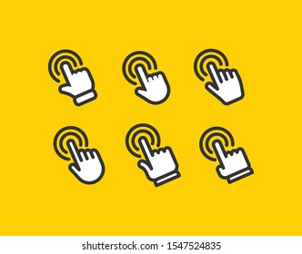 Hand click vector icons. Clicking hands pointer collection.