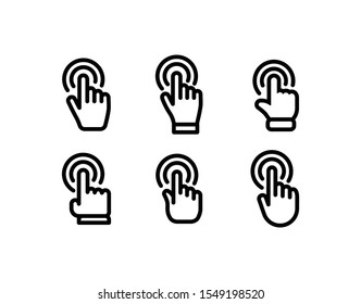 Hand click vector icons. Clicking hands pointer collection.