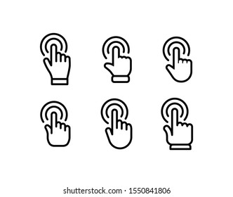 Hand click vector icons. Clicking hands pointer collection.