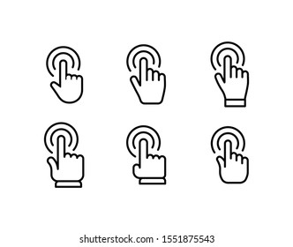 Hand click vector icons. Clicking hands pointer collection.