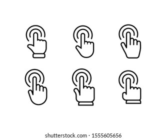 Hand click vector icons. Clicking hands pointer collection.