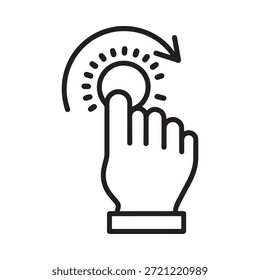 Botón de clic con la mano con el icono de movimiento circular