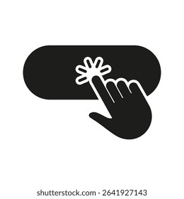 Hand Clicking Button Solid Icon. User Interaction, Clickable Interface, And Digital Navigation Silhouette Symbol. Online Engagement. Isolated Vector Illustration.