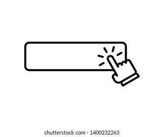 Hand clicking button, vector icon. Click here sign.