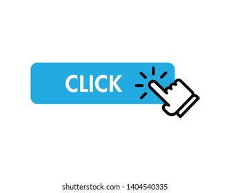 Hand clicking button, vector icon. Click here sign.
