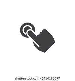 Hand clicking button vector icon. filled flat sign for mobile concept and web design. Finger press button glyph icon. Symbol, logo illustration. Vector graphics