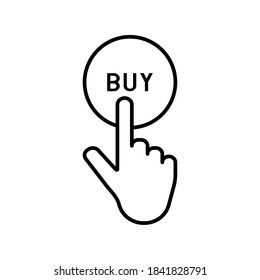 Hand clicking buy button vector icon.