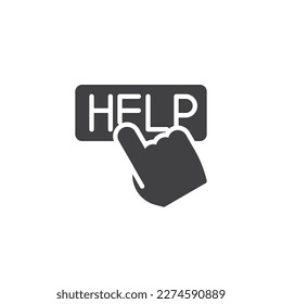 Hand clicking help button vector icon. filled flat sign for mobile concept and web design. Online help service glyph icon. Symbol, logo illustration. Vector graphics
