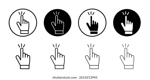Hand clicking icon Black and white outline vector