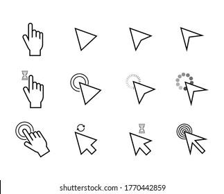 Hand Clicking Icon Collection Mouse Arrow Stock Vector (Royalty Free ...