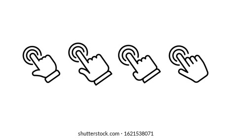 Hand clicking icon collection. Set of click pointer hands.