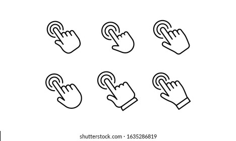Hand clicking icon collection. Set of click pointer hands.