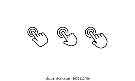 Hand clicking icon collection. Set of click pointer hands.
