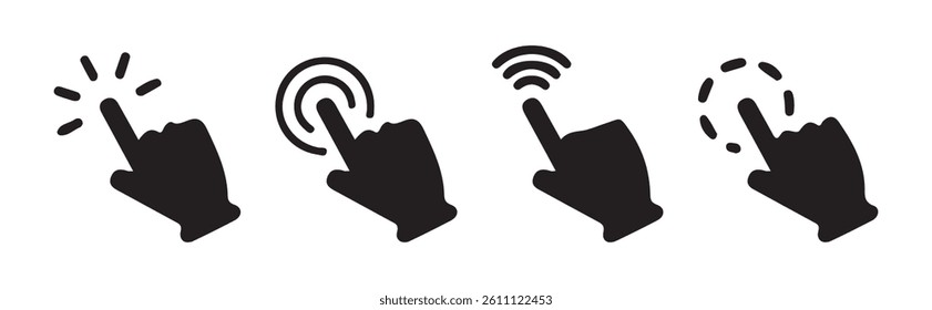 Hand clicking icon collection.Pointer click icon.Clicking finger. Computer mouse click. Vector illustration. EPS 10