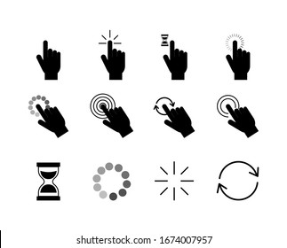 Hand clicking icon. Finger cursor vector.