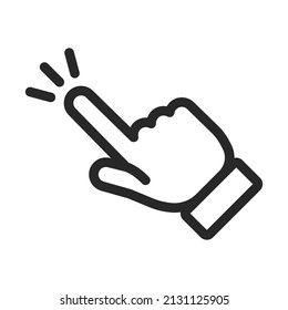 Icono de clic con la mano. Pictograma del puntero del dedo. Haga clic en el símbolo del vector de punteo.