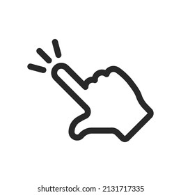 Icono de clic con la mano. Pictograma del puntero del dedo. Haga clic en el símbolo del vector de punteo.