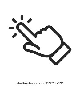 Hand clicking icon. Finger pointer pictogram. Click tap vector symbol.