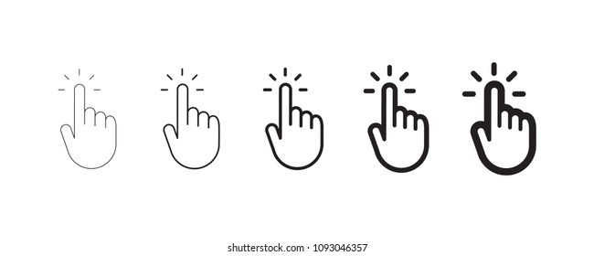 Hand clicking icon, linear vector collection