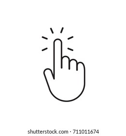 Hand clicking icon. Linear vector.