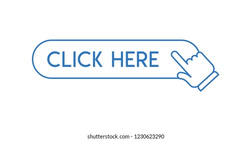 Hand clicking icon on click button, isolated vector