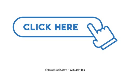 Hand clicking icon on click button, isolated vector