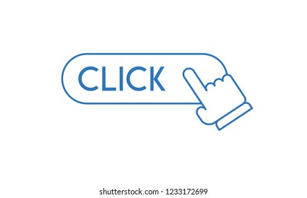 Hand clicking icon on click button, isolated vector
