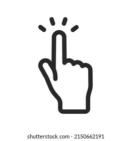 Icono de clic con la mano. Puntero del dedo vector pictograma.