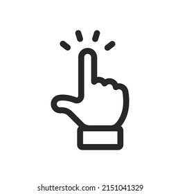 Icono de clic con la mano. Puntero del dedo vector pictograma.