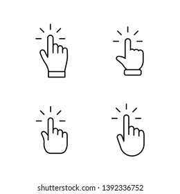 Hand Clicking Icon Set. Finger Click Pointer.