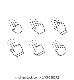 Hand clicking icon set. Finger click mouse pointer.