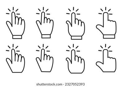 vector conjunto de iconos de clic con la mano