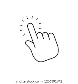 Hand clicking icon, thin line vector