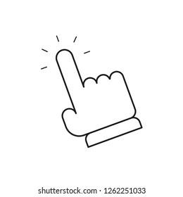 Hand clicking icon, thin line vector