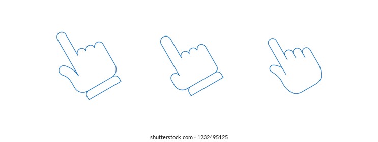 Hand clicking icon vector set.