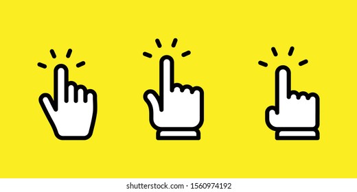 Hand clicking icons collection. Set of hands click pointer vectors.