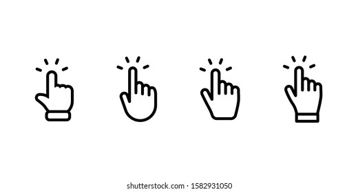 Hand clicking icons collection. Set of finger pointers.