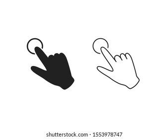Hand clicking line icon set. Vector illustration
