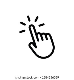 Hand clicking linear icon. Click finger.
