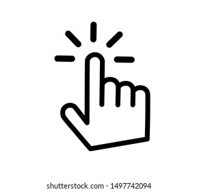 Hand clicking linear icon, pointer mouse click